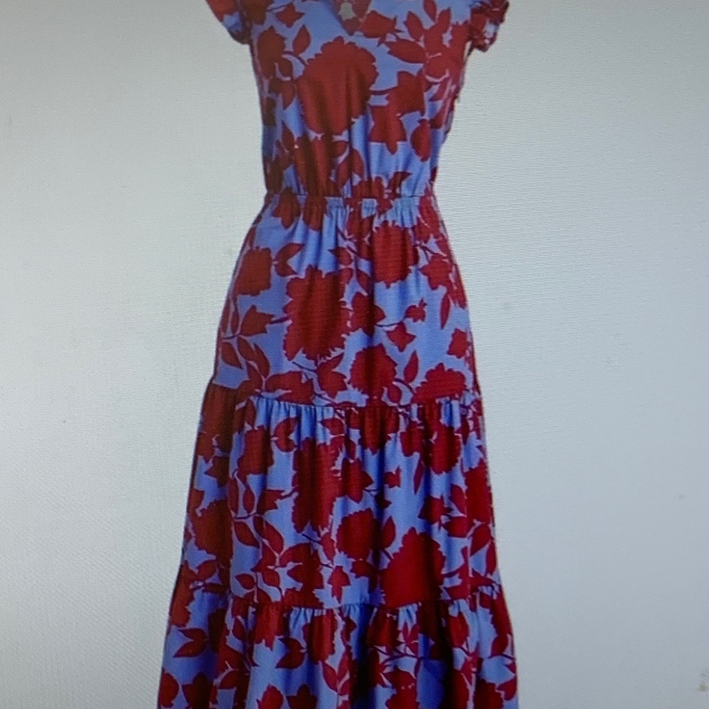 J. Crew Red and Blue Floral Maxi Dress